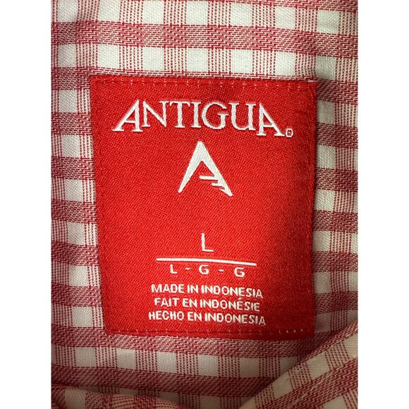 Texas Tech Red Raiders Antigua Button Down Dress Shirt Plaid Red White Men Large - Picture 5 of 7